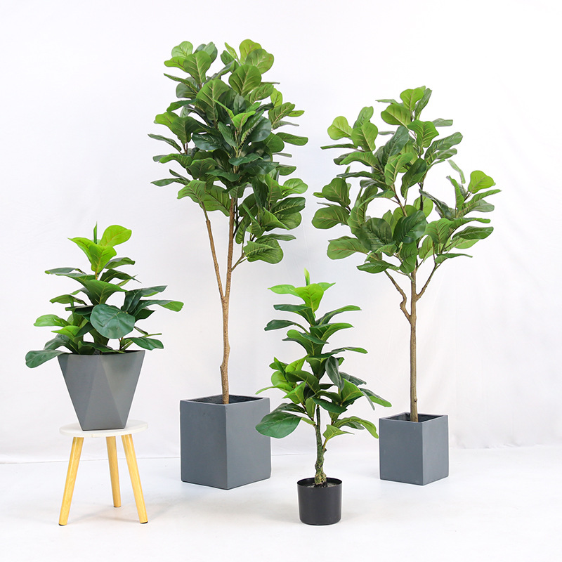 Ficus Lyrata Tree - Artificial Plastic Potted Plant Fiddle-leaf Ficus